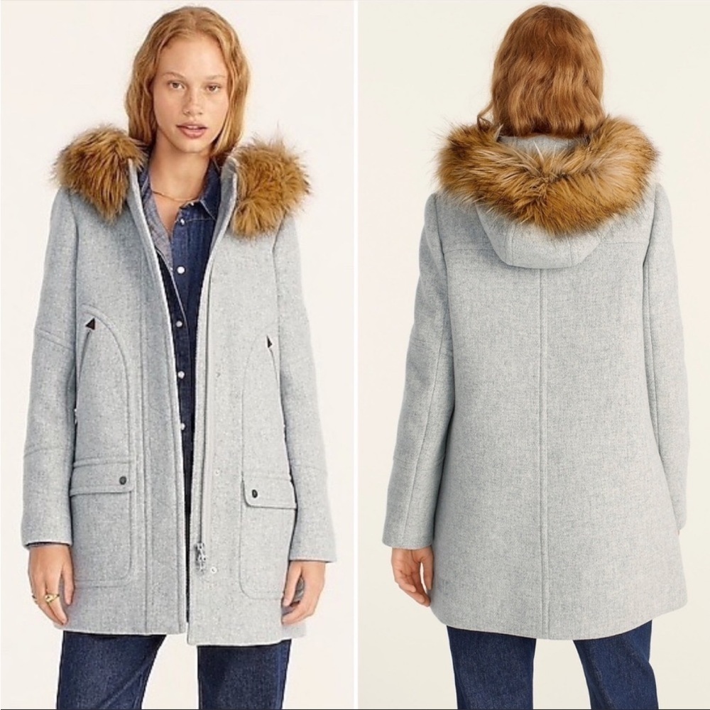 J. Crew Chateau Parka in Italian stadium-cloth wool Gray Coat Size 0 - Picture 12 of 12